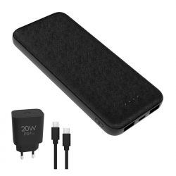 Power bank PLATINET 10000mAh, black + 20W charger + USB cable