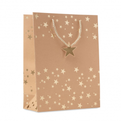 Kalėdinis dovanų maišelis SPARKLE, rudas su aukso sp. detalėm