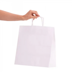 Paper gift bag 24x10x32cm, twisted handles, white, 100g