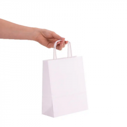 Paper gift bag 180x80x240mm, twisted handles, white, 80g