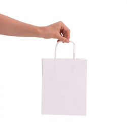 Paper gift bag 180x80x240mm, twisted handles, white, 80g