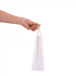 Paper gift bag 180x80x240mm, twisted handles, white, 80g