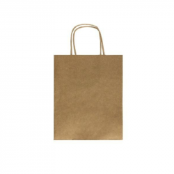 Paper gift bag 18x8x22.5cm, twisted handles, brown, 90g
