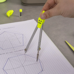 MILAN compass with adapter for special marker + 2 leads, neon yellow/black color