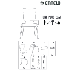Conference chair with folding table ENTELO UNI Plus Deco 17 gray color