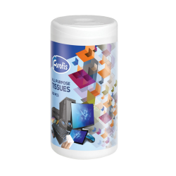 Cleaning wipes for office equipment FOROFIS in a tub 100pcs.