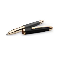 Metal rollerball pen EZEKIEL, black with gold-colored details