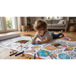 Educational coloring poster for children "Space"