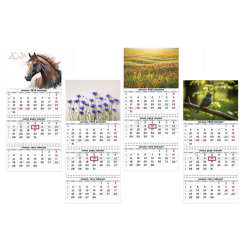 Wall hanging three-part calendar TRIO, 30x66 cm