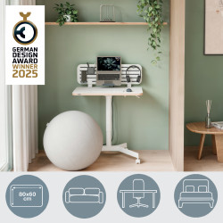 Compact adjustable desk LEITZ ERGO 80x60, white