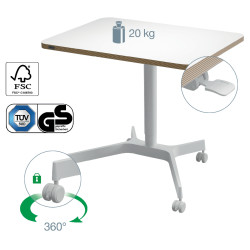 Compact adjustable desk LEITZ ERGO 80x60, white