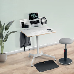 Compact adjustable desk LEITZ ERGO 80x60, white