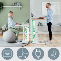 Kompaktiškas reguliuojamas elektrinis stalas LEITZ ERGO 80x60, baltas