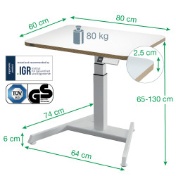 Compact adjustable electric desk LEITZ ERGO 80x60, white