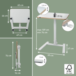 Kompaktiškas reguliuojamas stalas LEITZ ERGO  80x60, baltas