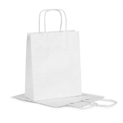Paper gift bag 18x8x22.5cm, twisted handles, white, 100g