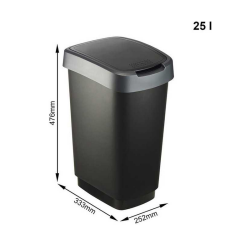 Waste bin ROTHO 25l, with push lid