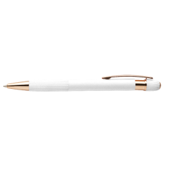 Automatic ballpoint pen ROZUBI, white with gold color details, COOL