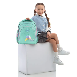 Backpack GOPACK 37x28.5x16cm, patterned, light green