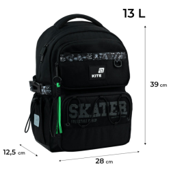 Kuprinė KITE SKATER 39x28x12,5cm juodos sp.