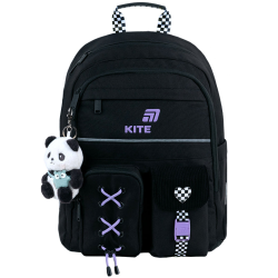Kuprinė pradinukams KITE PANDA LOVE 39,5x29x13cm juodos sp.