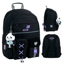 Primary School Backpack KITE PANDA LOVE 39.5x29x13cm Black