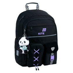 Primary School Backpack KITE PANDA LOVE 39.5x29x13cm Black