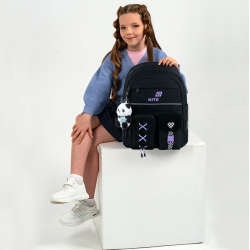 Primary School Backpack KITE PANDA LOVE 39.5x29x13cm Black