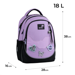 Kuprinė KITE CRUSH 38x28x16cm juodos, violetinės sp.