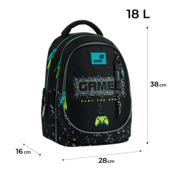 Kuprinė KITE PLAY THE GAME 38x28x16cm marga, juodos sp.