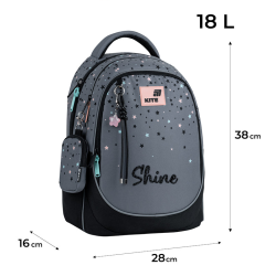 Backpack KITE SHINE 38x28x16cm multicolored, grey