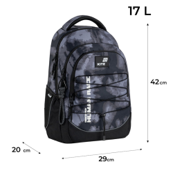 Backpack KITE DISCOVER 42x29x20cm, patterned, black