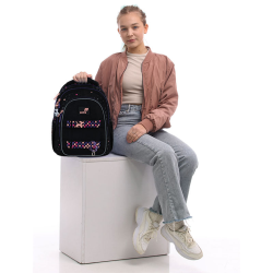 Backpack KITE ROMANTIC STREET 40x29x17cm, multicolored, black