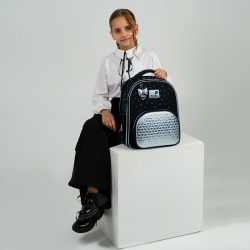 Backpack KITE BLACK&SILVER 38x30x14cm, black