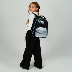 Backpack KITE BLACK&SILVER 38x30x14cm, black