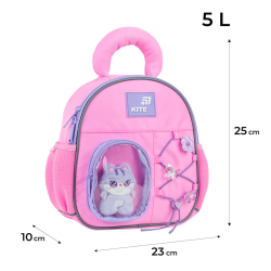 Children's Backpack KITE CAT FUN 25x23x10cm, pink