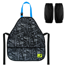 Kids apron with sleeves KITE 55x47cm, patterned, black color