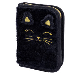 Filled pencil case FLUFFY KITTY, black color