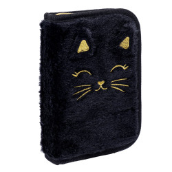 Filled pencil case FLUFFY KITTY, black color