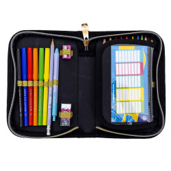 Filled pencil case FLUFFY KITTY, black color