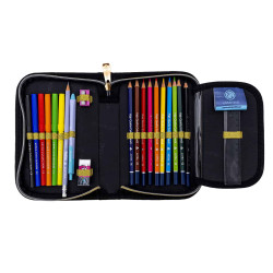 Filled pencil case FLUFFY KITTY, black color