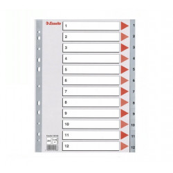 Separation sheets for binders A4 1-12 ESSELTE, plastic