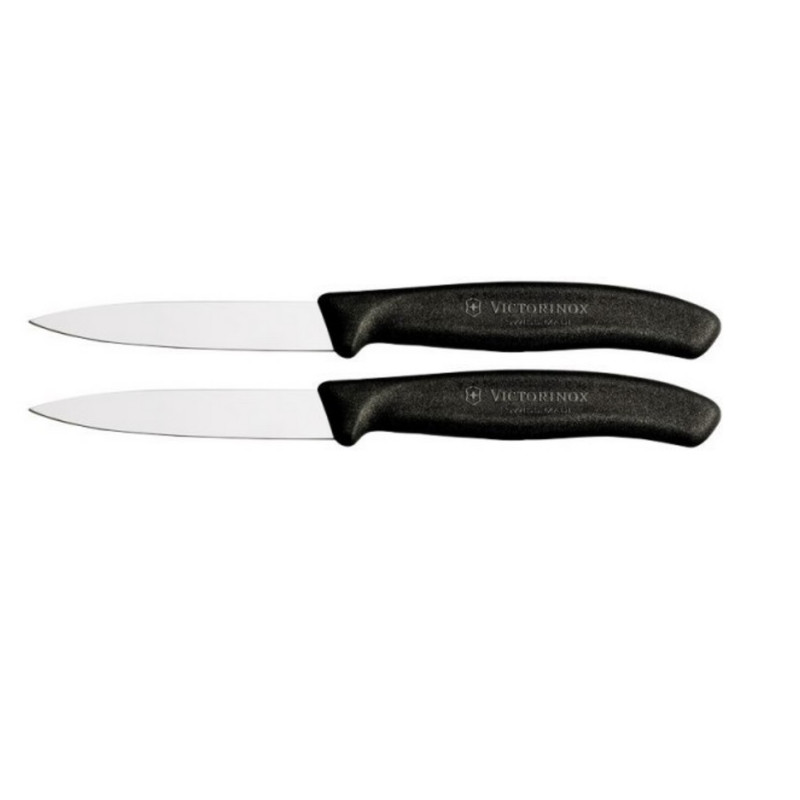 Knives VICTORINOX PARING 2 pcs 8cm, black color