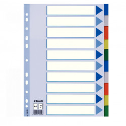 Skiriamieji lapai  segtuvams plastikiniai A4 10spalvų ESSELTE, įp.10